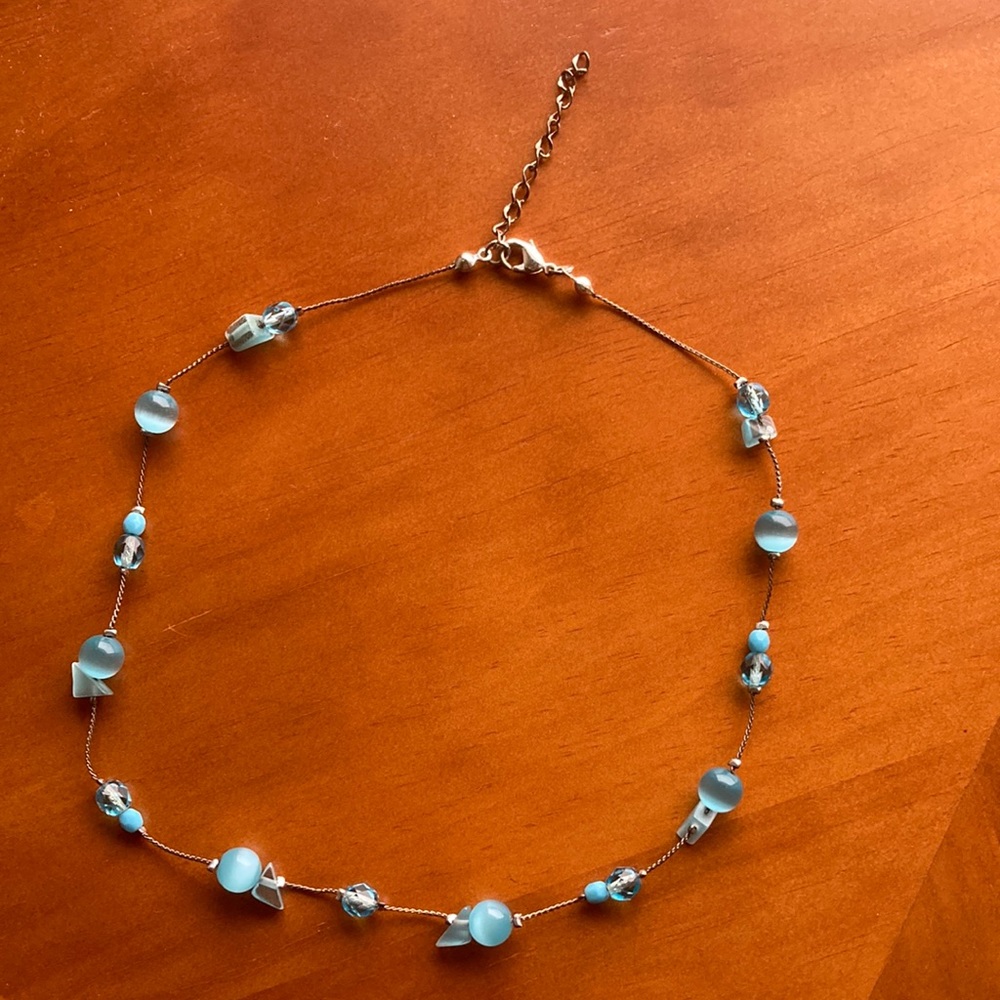 Delicate Blue and Silvertoned Necklace 2/$10 Free With Purchase